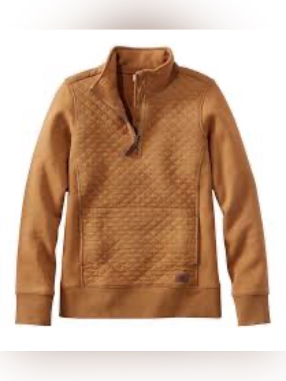 L.L. Bean Quilted Half-Zip Pullover Sweater - Caramel